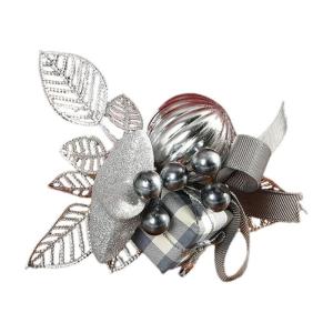 Künstliche Weihnachtsstiele,künstliche Kiefernspieße Zweige Weihnachten Blumenplektren und Sprays Urlaub Winter Blumenplektren für Girlande, Kranz, Weihnachtsdekoration (Silver