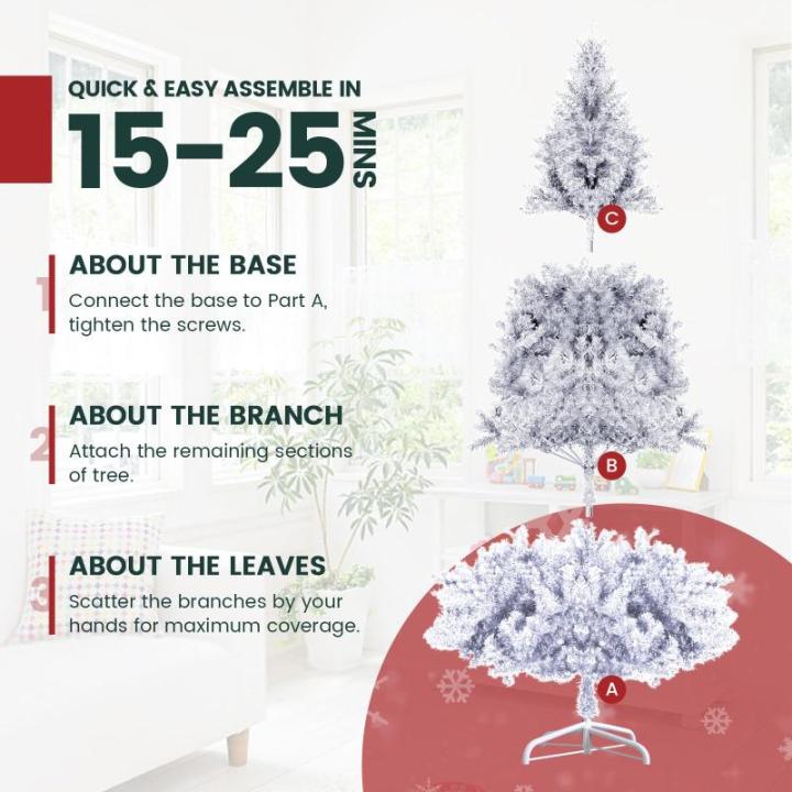 Weihnachtsbaum Künstlich，Tannenbaum Künstlich PVC mit Metallständer，Premium Nordmanntanne,Schwer Entflammbarer Christbaum für Weihnachten-Dekoration,Mehrweg,Weiß Tannenbau