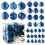 blauwe kerstbalornamenten voor kerstversiering - 36 stuks kerstboom onbreekbare ornamenten met ophanglus voor vakantie- en feestdecoratie (combo van 6 stijlen in 3 maten)