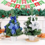 Mini-Weihnachtsbaum-Topf-Dekoration, die perfekte festliche Dekoration für jeden Raum, Mini-Weihnachtsbaum mit LED-Lichtern, für Zuhause, Tisch und Wohnzimmer (blau)