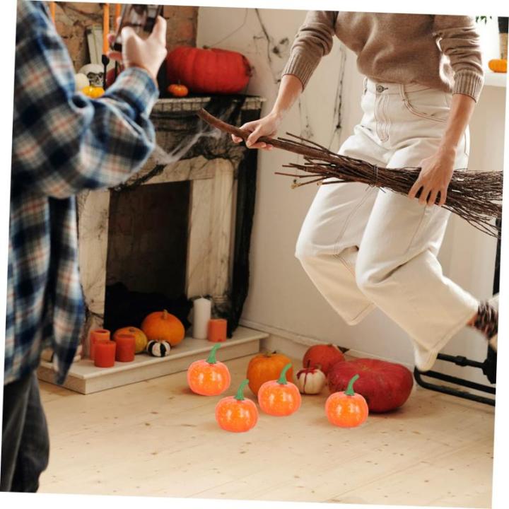 6 Sätze Künstlicher Kürbis Künstliches Kürbisdekor Kürbiskernstück Ernten Halloween-kürbis-Requisite Mini-dekor Herbstdeko Lebhafter Kürbis Kürbis-dekor Yellow Plastik 10