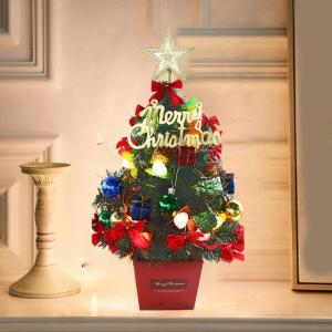 Mini Weihnachtsbaum 50CM Kleiner Weihnachtsbaum mit Beleuchtung, Weihnachten Deko Christbaum mit LED Lichterkette und Weihnachtskugel, Künstliche Weihnachtsbäume Geschmückt für