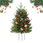Artificial Christmas Tree with Ground Plug | Pre-Lit Faux Holiday Tree with Cones, Berries & Balls | Seasonal Christmas Tree for Family Gatherings & Holiday Decorations for Outdoor