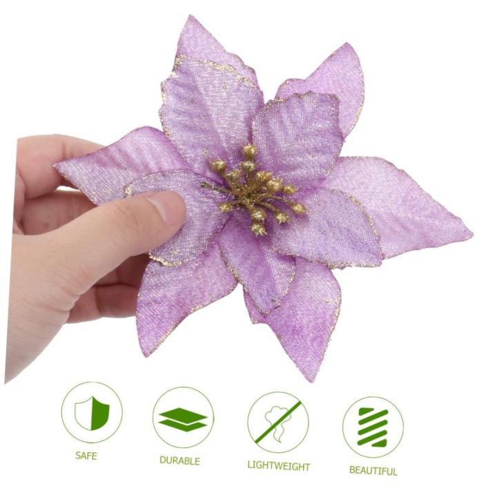 12St Doppelschicht kleine Weihnachtsblume künstliche weihnachtsblumen Blumendekor Weihnachten weihnachtsdeko künstliche blüten Weihnachtsbaumschmuck Party-Requisite Plastik Viol
