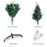 5FT kunstmatige kerstboom, premium scharnierende spar kerstboom, eenvoudige montage met metalen standaard, kerstversiering voor binnen en buiten, met PVC+PE+dennenappel+rood fruit