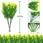 Kunstbloemen voor buiten, uv-bestendig, , bloemen in grote hoeveelheden voor het ophangen van plantenbakken, buiten, veranda, vaas, thuis, raamdecoratie, 6 bundels, geel