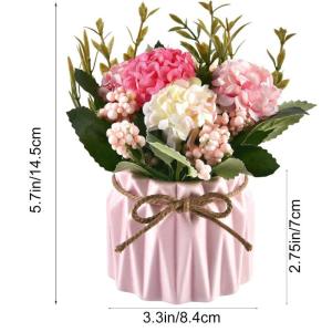 2 stuks kunstbloemen in pot, kunstbloemen, planten ter decoratie, hortensia, zijden bloemen, boeketten met keramische vaas, kunstplant, decoratie voor thuis, party, kantoor, bruilo
