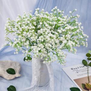 Kunstmatige gypsophila, 52 cm, 10 stuks kunstgypsophila, blauw en wit, voor thuis, kantoor, bruiloftsdecoratie, boeketten, bloemenarrangement