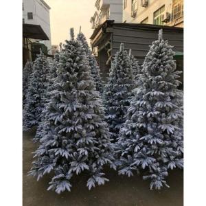 Weihnachtsbaum, Weihnachtsbäume, Ausverkauf, künstlicher, Flauschiger Weihnachtsschmuck aus Flock mit Ständer aus Metallkiefer (Farbe: Kiefer, Größe: 7 Fuß/210 cm) (Kiefer 5 
