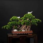 Kunstbonsai-boom kunstmatige bonsai-boom in vierkante keramische bloempot simulatie welkomstdennenboom grote groene potplant bonsai nep dennenboom voor binnen- en buitendecoratie k