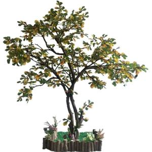 Simulierte Flauschige Eiche für den Innenbereich, künstliche Eiche mit realistischem Stamm, Ästen, Blättern und Früchten, geschmiedete Grünpflanzen als Geschenk