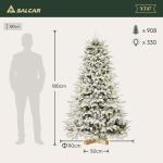 Witte kunstkerstboom met verlichting, 180 cm, sneeuwdennenboom, kunstkerstboom met 330 leds, handschoenen, houten standaard
