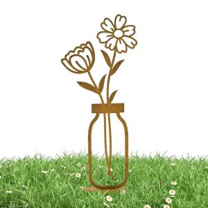 Metall-Wandkunst, Metall-Wanddekoration - Metallblumen-Wandskulpturen - Gartenornamente, schmiedeeiserne Wandkunst, Metallblumen für Badezimmer, Balkon