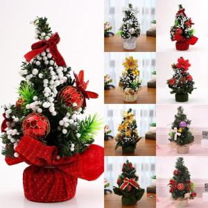 Künstlicher Mini-Weihnachtsbaum mit Ornamenten, kleiner Tannenbaum, Mini-Desktop-Weihnachtsbäume für Weihnachten, Zuhause, Büro, Dekoration (Nr. 3), 20 cm