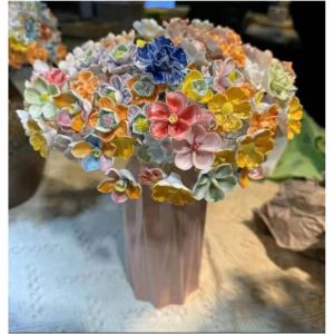 Wandblume aus Keramik, Blumenskulptur aus Keramik, Blumen aus Keramik, Heimdekor, Blumenarrangements aus Keramik, Kunstblumen, dekorative Arrangements (grün)