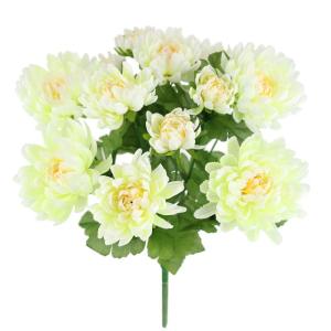 Kunstchrysant boeket 35 cm kunstboeket chrysant herfstdecoratie zijden bloem kunstbloemen decoratieve bloemen boeket middenstuk boeket bruiloft huis tafeldecoratie, crème