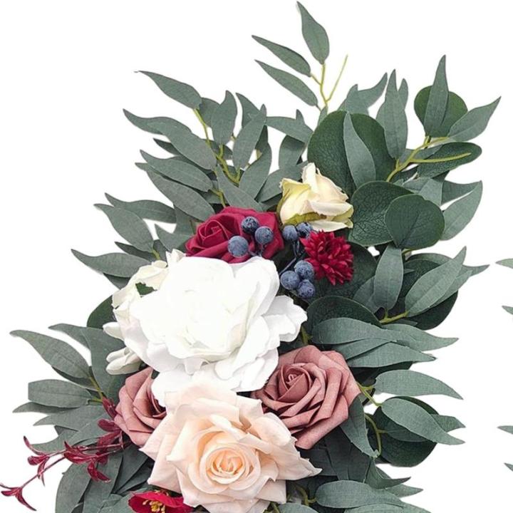 Bruiloftsboog-bloemen, bloemenslingers voor bogen, woondecoratie, groene bladeren, kunstbloemenslingerset voor binnen, set van 2 voor recepties, gemengd