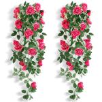 2 stuks kunstmatige rozen bloemen kunstmatige hangende mand plant wijnstok nep zijde hangende bloem voor tuin muur hek bruiloft balkon outdoor indoor huis deur decoratie