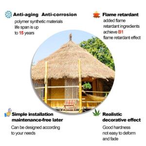 Künstliches Strohdach aus Palmenstroh für Garten, Terrasse, Sonnenschirm, Zaun, Party-Dekoration (15 Stück)