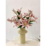 Kunstblumen Rosa Eva-Lilienstrauß – lebensechte künstliche Blumen in Einer Keramikvase für Wohnzimmer, Hochzeitsfeiern und Heimdekoration für jeden Anlass