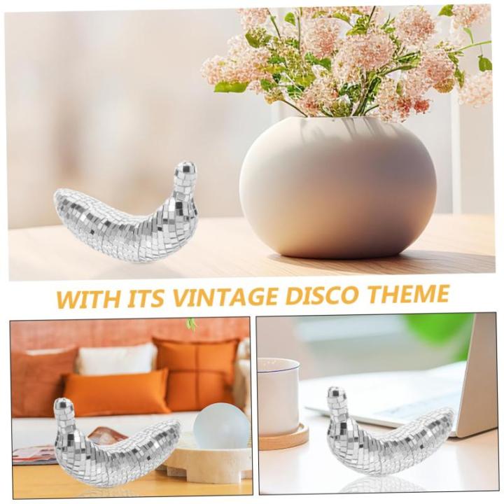 4 Stück Disco-Banane Deckel Disco-pflanzgefäß Reflektierende Spiegelkugeln Bachelorette-dekor Disco-Desktop-Dekoration Bananenverzierung Disco-Beleuchtung Armreif Schaum Silver
