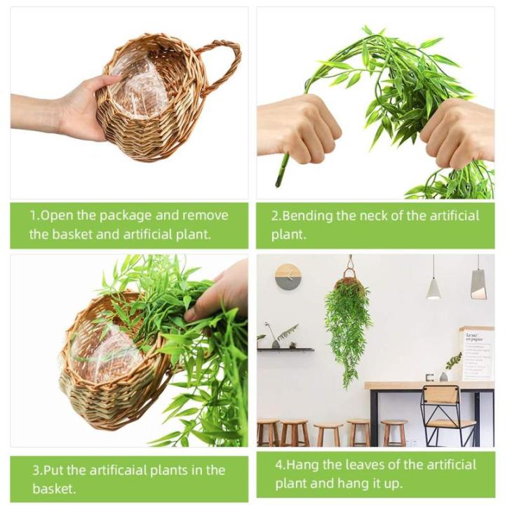 - Ophangmand van kunstmatige klimop, wandtapijt van , binnen- en buitendecoratie, bruiloft en tuinfeest, bamboebladeren, hout, bamboebladeren
