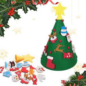 3D Filz Weihnachtsbaum für Kinder Kleinkinder, DIY Weihnachtsbaum mit 18pcs Ornamenten, Weihnachtsbaum Hängende Ornamente, Weihnachtsdekorationen für Home Tür Wand Dekorationen