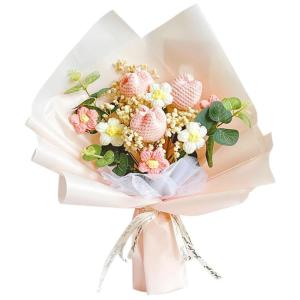 1 pc Häkelblütenstrauß mit Schnurleichter, fertiggestelltes Häkeltulips Bouquet, lebensechte Strickhäkelblumen Bouquet für Weihnachten Valentinstag Muttertag Geburtstag Hochz