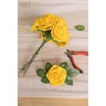Kunstbloemen, rozen, 25 stuks rozen decoratie met stelen, kunstbloemen, herfstbloemen, bloemendecoratie voor doe-het-zelf, bruiloft, boeketten, bruid, thuis, herfstdecoratie, geel