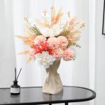 Kunstbloem zijden hortensia bloemstukken, witte bloem faux planten boeketten voor bruiloft decoraties, plastic bloemen tafel centerpieces voor thuis, tuin, kantoor decor (2, wit)
