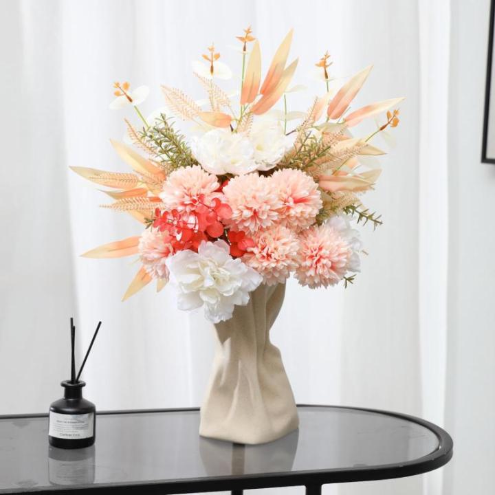 Kunstbloem zijden hortensia bloemstukken, witte bloem faux planten boeketten voor bruiloft decoraties, plastic bloemen tafel centerpieces voor thuis, tuin, kantoor decor (2, wit)