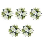 5 x Hochzeits-Blumenringe, Kerzenhalter, künstliche Rosenblumen, Kränze für Tafelaufsätze, Tisch-Party-Dekorationen