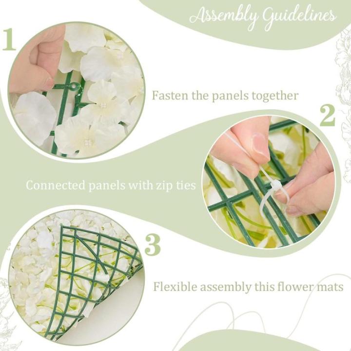 Blumenwand-Hintergrundpaneele – elfenbeinfarbene Blumen-Wandpaneele 2 Stück, 40 x 60 cm, Seidenblumen-Wandpaneele für Innenwanddekoration für Hochzeit, Party, Babyparty, Braut