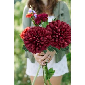 16 cm grote kunstbloemen, hortensia met 65 cm lange steel, 4 stuks rode kunstmatige hortensia-bloemen, kunststof bloemen, hortensia voor woondecoratie, tuinfeest, bruiloftsdecorati