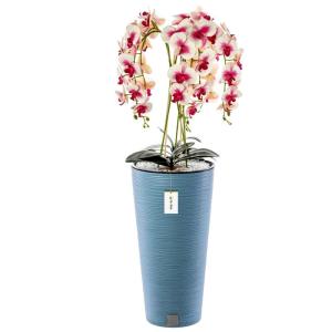 Künstliche Orchidee Kaskaden Blumenstrauß Creme und Rosa im Topf Blau H 110 cm Heimbüro Dekoration, Kunstpflanze Orchidee, Kunstblume, Künstliche Orchidee im Topf
