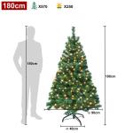 180cm PVC Kunstkerstboom Kerstboom met LED, met metalen standaard, voor Kerstdecoratie, Groen
