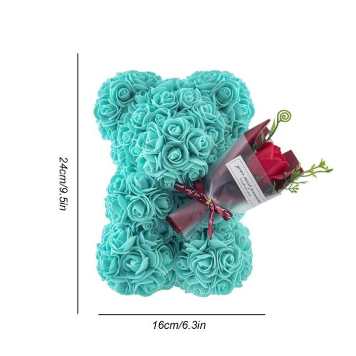 Valentijnsdag rozenbeer cadeau voor haar rozenbeer schattige teddybeer, kunstrozenbeer met rozenboeket, romantische rozen teddybeer cadeau voor Kerstmis