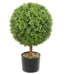 2 x buxusballen, kunstzinnig, Ø 40,6 cm, tuindecoratie, buxus in bloempot, bol, kunstplant van PE, hout, PP incl. 4 stuks decoratieve vlinders en 10 stuks reservebladen