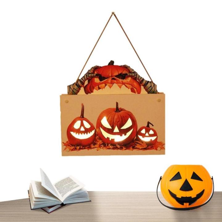 Kürbisschild Outdoor-Wandkunst | Kürbisschild Rustikale Wohndekoration | Rustikale Heimdekoration mit Seil, bedruckte Halloween-Veranda-Dekorationen (Wsgp 01a Kürbis)