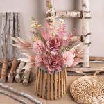Kunstblumen Künstliche Pflanzen Blumen Deko Seidenblumen Hortensien Blumenarrangements Kernstück Hochzeit Blumenstrauß(Rouge)