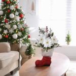Künstlicher Weihnachtsstrauß, 30,5 cm, weiß, mattiert, Weihnachtssterne für Zuhause, Büro, Tischplatte, Innenbereich, Winterurlaub, Weihnachtsdekorationen