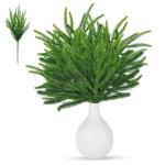 12 Stück Norfolk-Tanne-Stängel, realistische künstliche Tannenzweige, weicher Kleber, Norfolk-Tanne-Weihnachtszweige für Weihnachten (17,7 Zoll), künstliche Pflanzen
