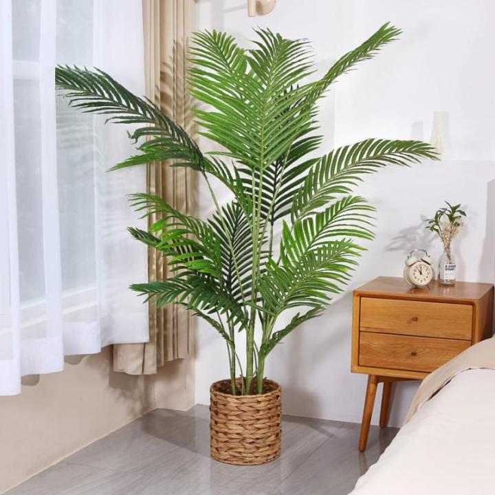 Künstliche Areca Palme 160 cm Fake Palm Tree 17 Stämme Faux Tree für Indoor Outdoor Modern Decor Feaux Dypsis Lutescens Pflanzen im Topf für Home Office (1 Stück)