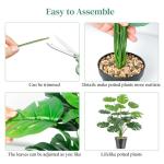 Kunstmatige Splitphilo-plant in pot, 18 takken, 50 cm, tropische , groene bladeren, Hawaïaanse Monstera, kunstbloem, decoratie, kantoorplant, grote groene plant, 2 stuks