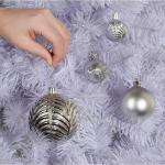zilveren kerstbalornamenten voor kerstversiering - 36 stuks kerstboom onbreekbare ornamenten met ophanglus voor vakantie- en feestdecoratie (combo van 6 stijlen in 3 maten)