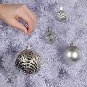 zilveren kerstbalornamenten voor kerstversiering - 36 stuks kerstboom onbreekbare ornamenten met ophanglus voor vakantie- en feestdecoratie (combo van 6 stijlen in 3 maten)