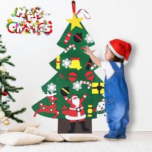 Filz Weihnachtsbaum Set DIY Filz Weihnachtsbaum Set Falt Filz Weihnachtsbaum Dekoration DIY Filz Deko Weihnachtsbaum Für Kinder mit Abnehmbaren Hängenden Ornamenten für Home/Tü