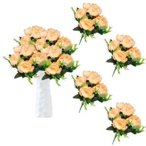 Kunst Blumen 24 Bündel Künstliche Blume Pfingstrose Gefälschte Pfingstrosen Blumensträuße für Hochzeit Zuhause Tischparty Fensterdekoration 0809
