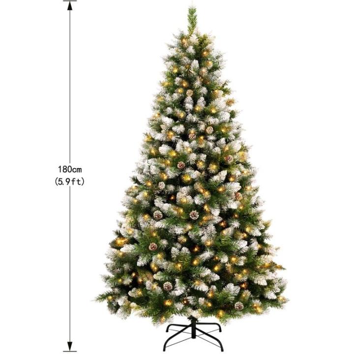 Kunstkerstboom, plastic kerstboom, dennenboom, kunstkerstboom, snel op te bouwen, kunstkerstboom, kerstboom, kunstkerstboom, Nordmann-spar kunststof, groen met sneeuw, 180 cm