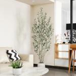 Olijfboom, , 210 cm, kunstplant met levensechte vruchten, kunstolijfboom in witte pot, indoor decoratie (1 stuks)